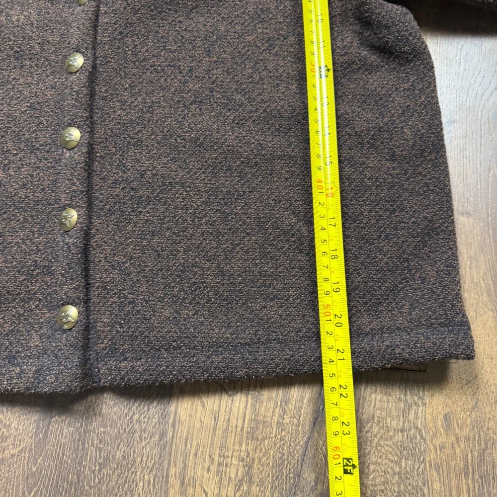 Vintage Y2K LL Bean Brown Textured Cardigan Jacket Metal Buttons Size L
